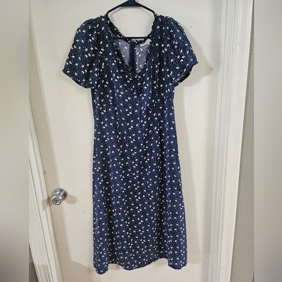 LOFT Blue Flutter Sleeve V-Neck Sundress - Picture 1 of 6
